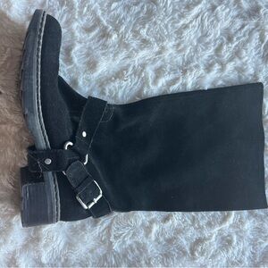 Black suede Women's motorcycle boots